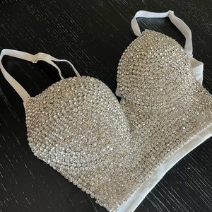 Crystal studded rhinestone crop top bra